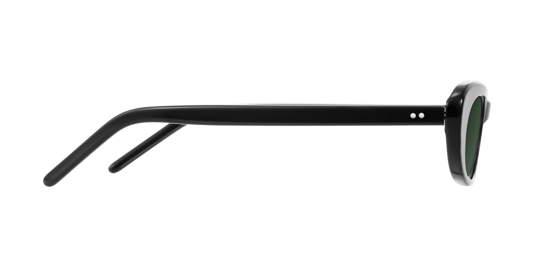 Side of Enzio in Black with Green Tinted Lenses
