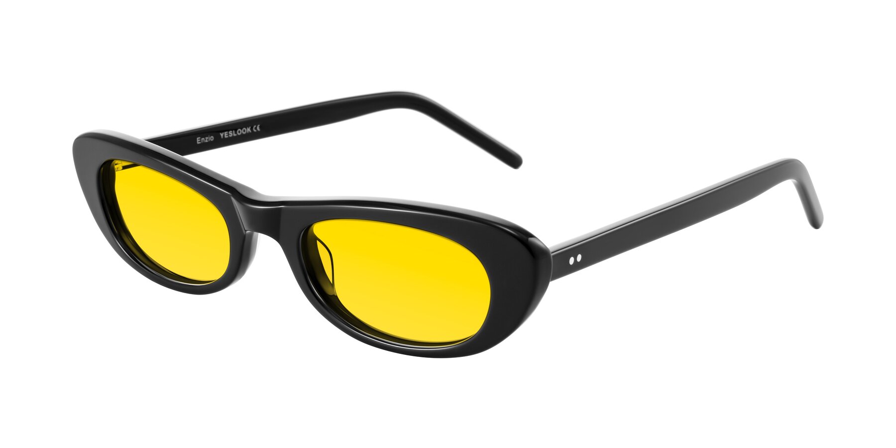 Angle of Enzio in Black with Yellow Tinted Lenses