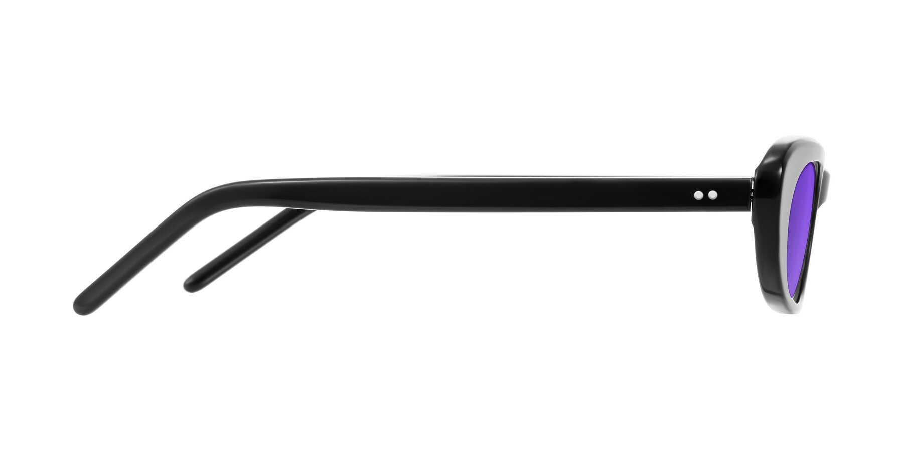 Side of Enzio in Black with Purple Tinted Lenses
