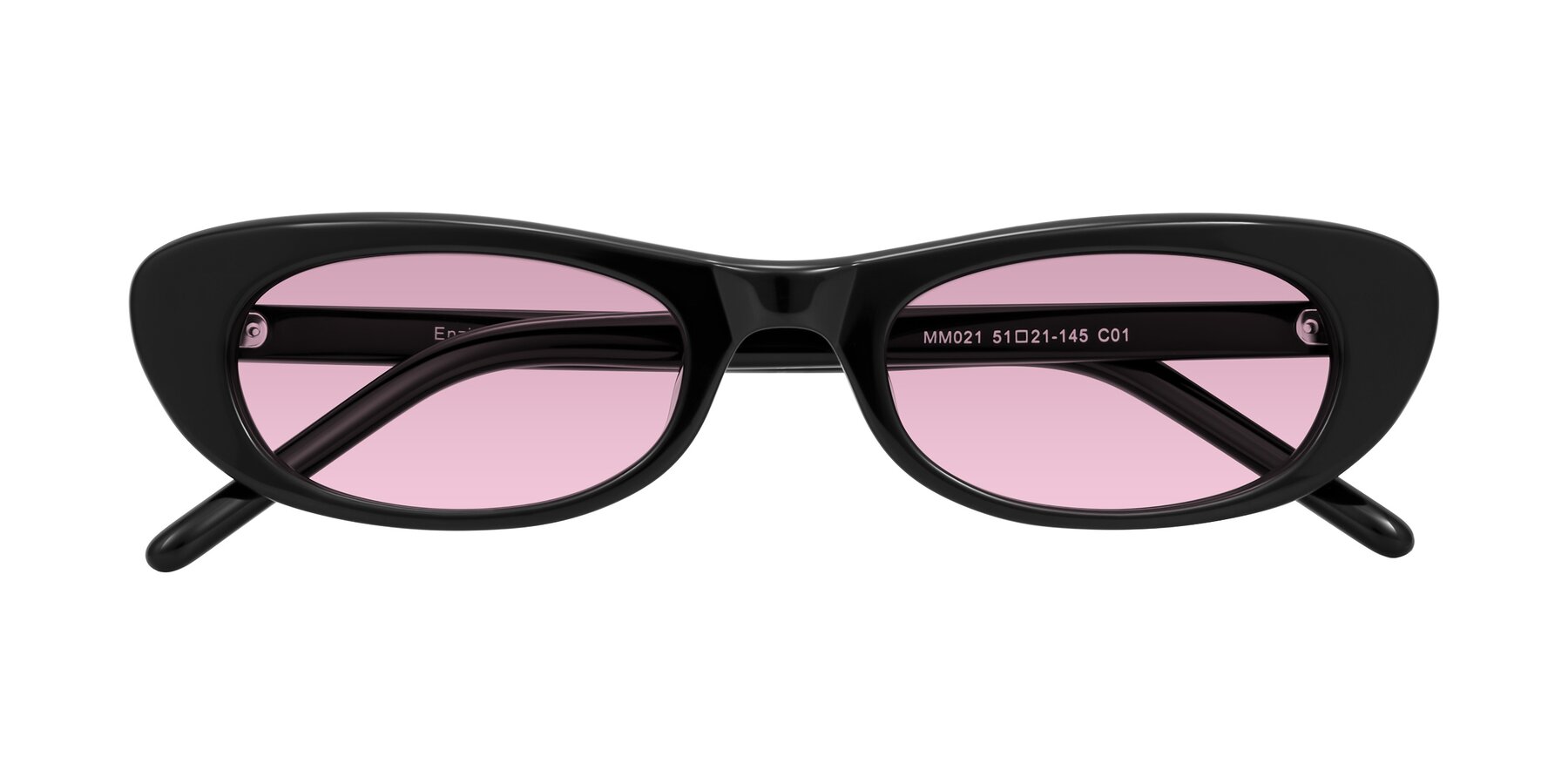 Folded Front of Enzio in Black with Light Wine Tinted Lenses