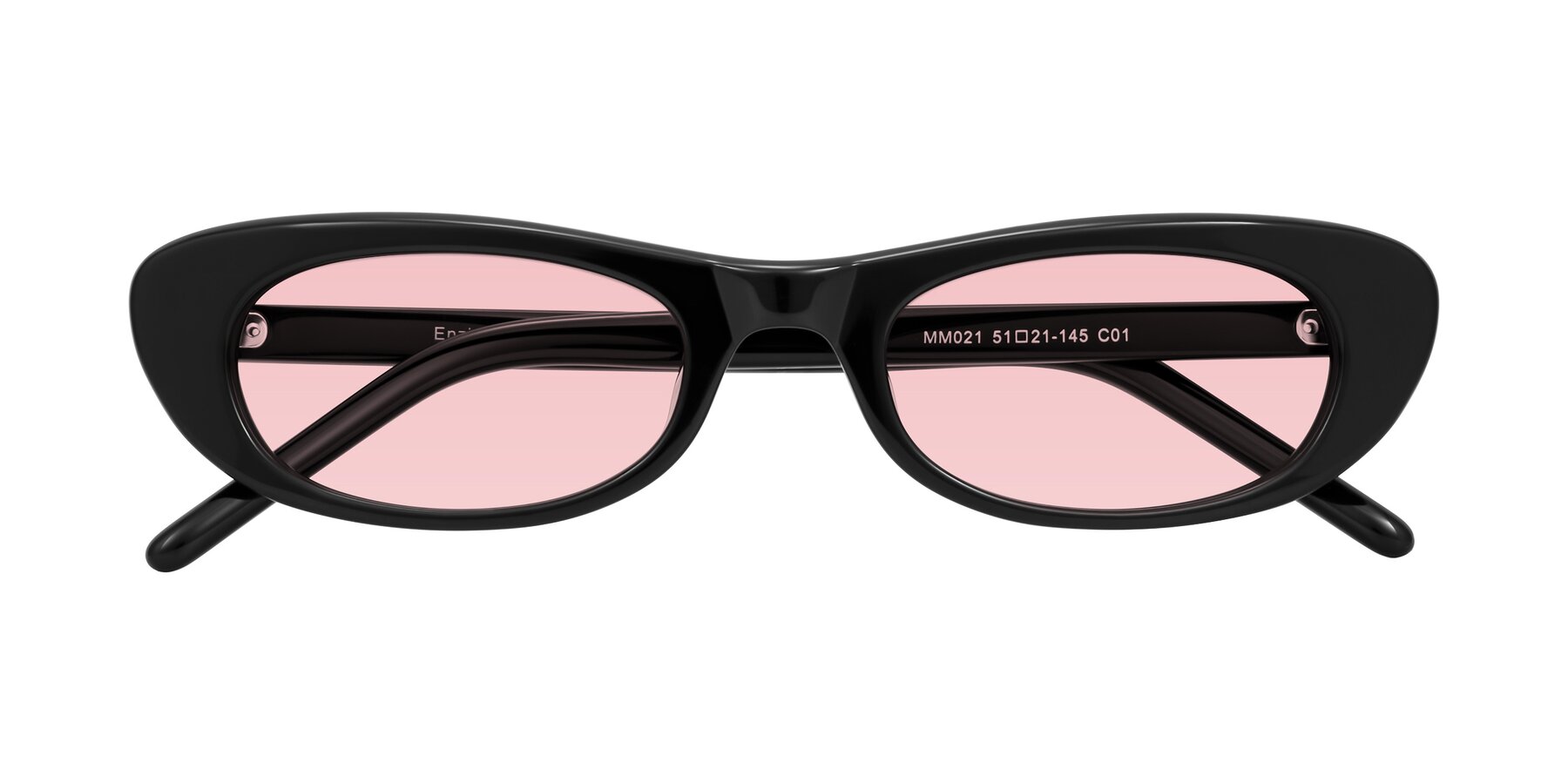Folded Front of Enzio in Black with Light Garnet Tinted Lenses