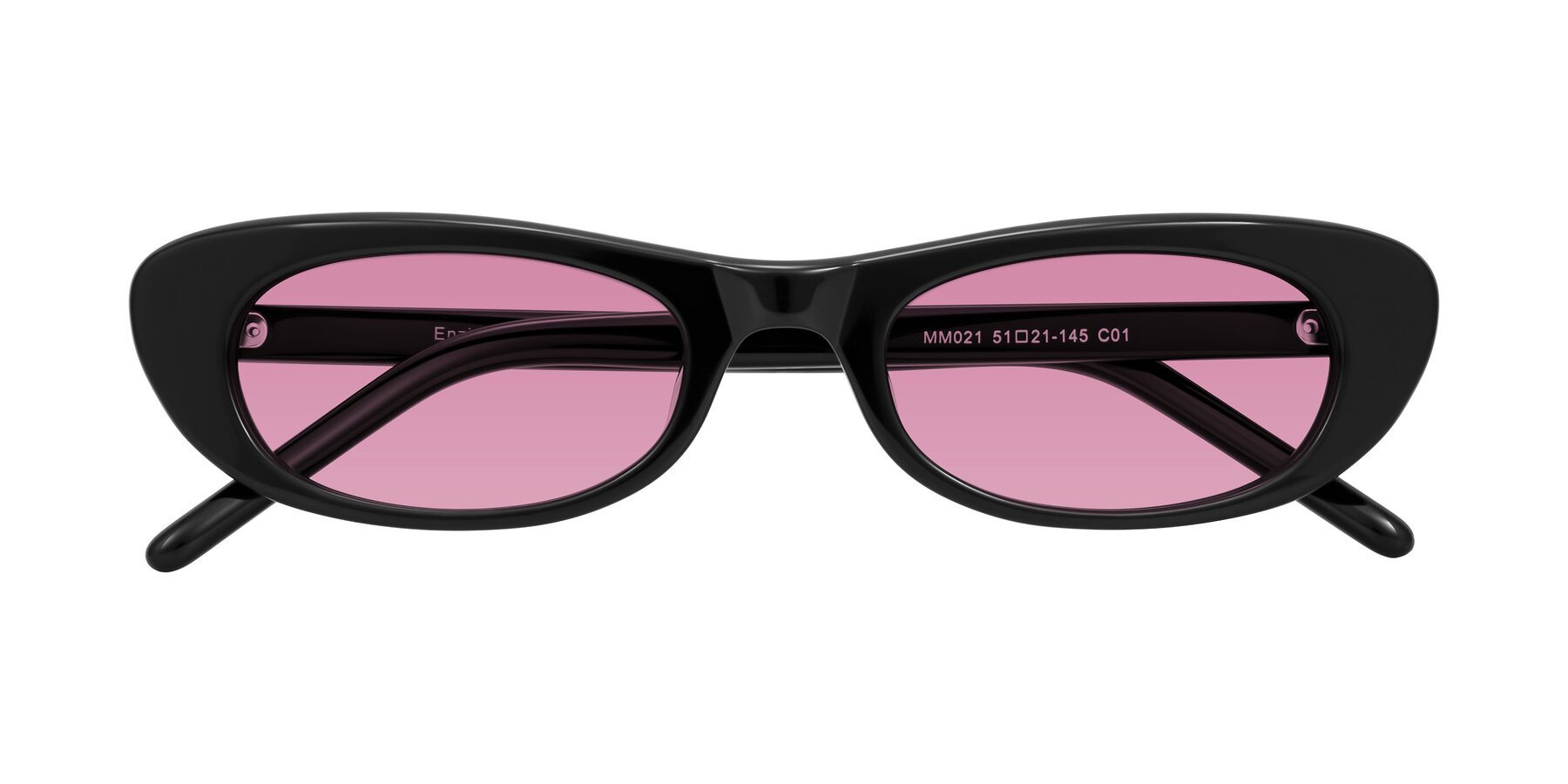 Folded Front of Enzio in Black with Medium Wine Tinted Lenses