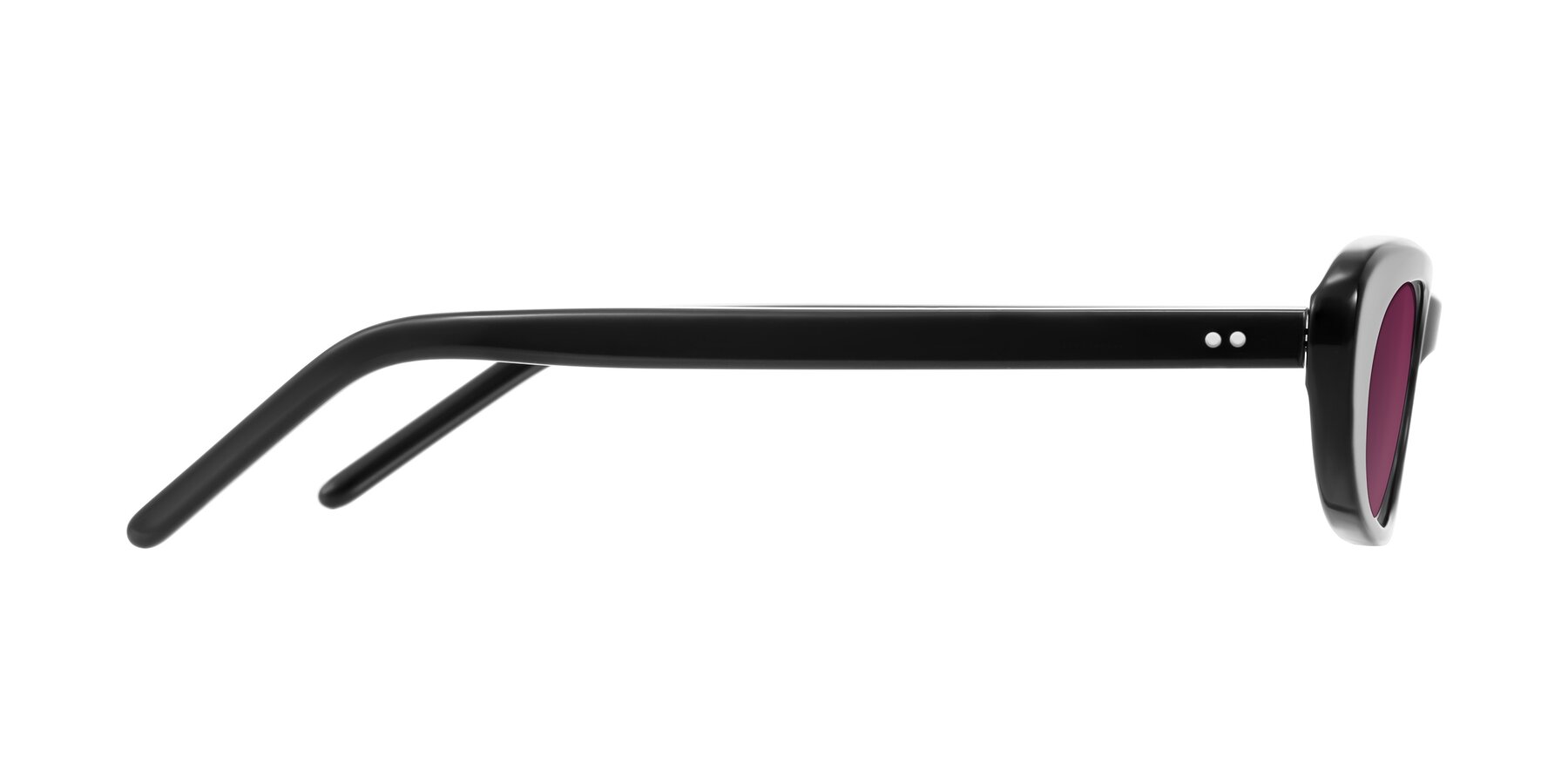 Side of Enzio in Black with Wine Tinted Lenses
