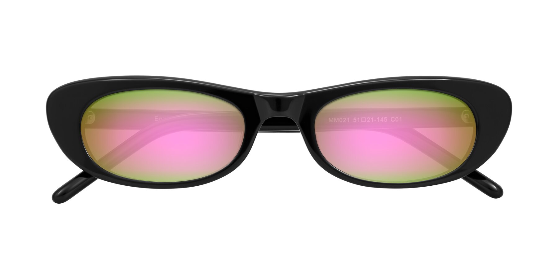 Folded Front of Enzio in Black with Pink Mirrored Lenses