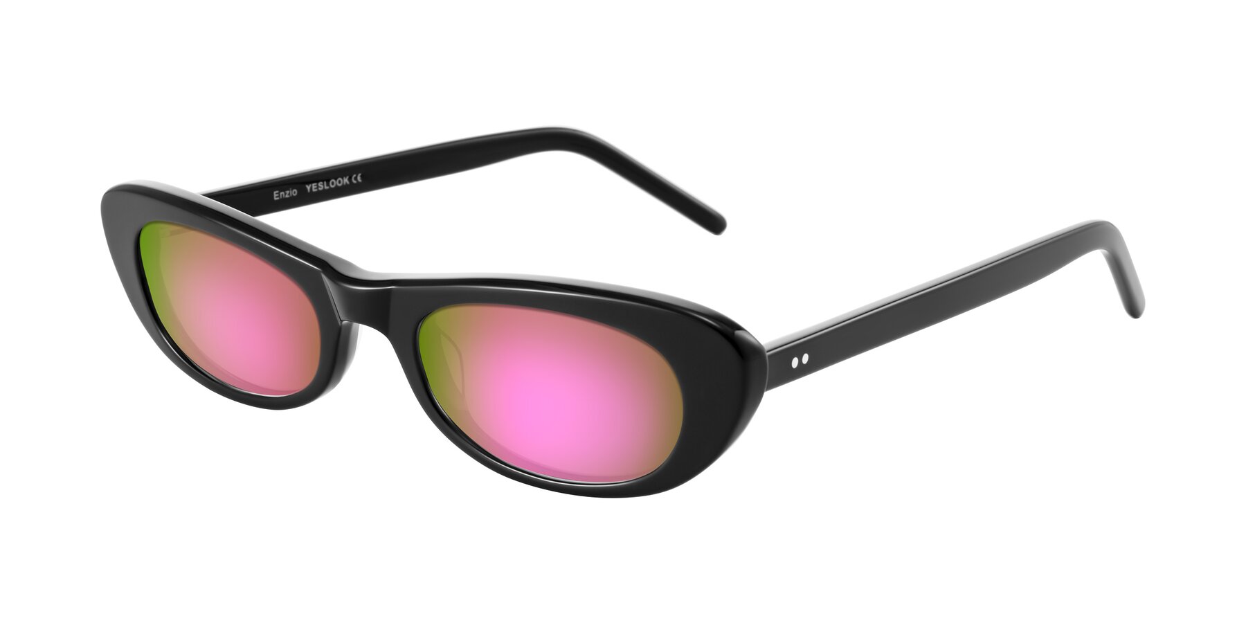 Angle of Enzio in Black with Pink Mirrored Lenses