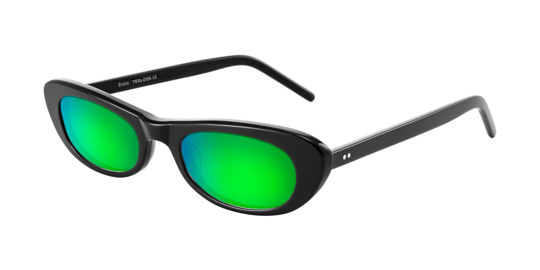 Angle of Enzio in Black with Green Mirrored Lenses