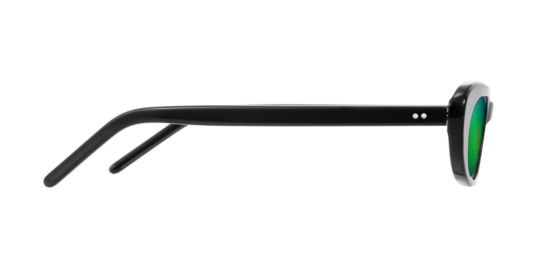 Side of Enzio in Black with Green Mirrored Lenses