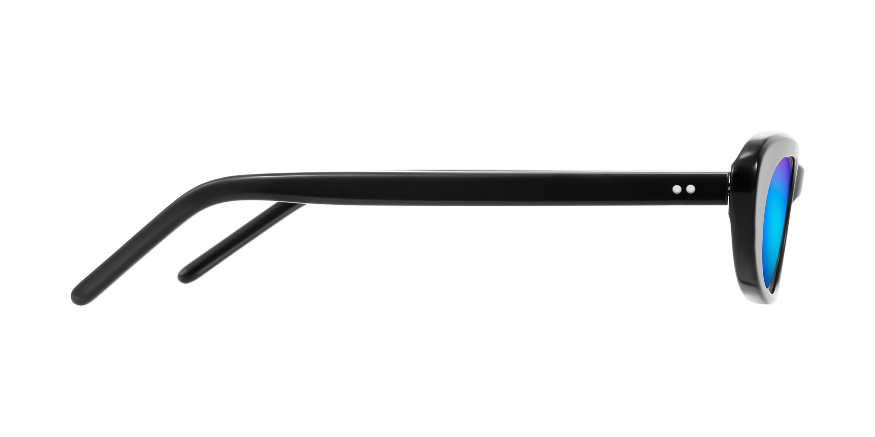 Side of Enzio in Black with Blue Mirrored Lenses