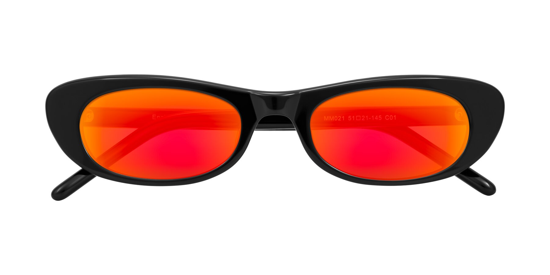 Folded Front of Enzio in Black with Red Gold Mirrored Lenses