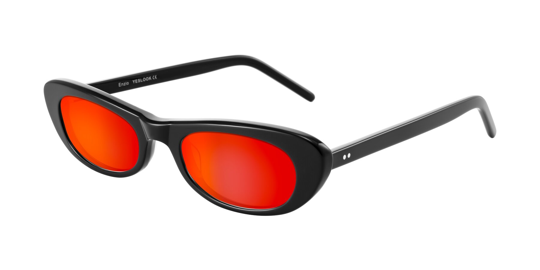 Angle of Enzio in Black with Red Gold Mirrored Lenses