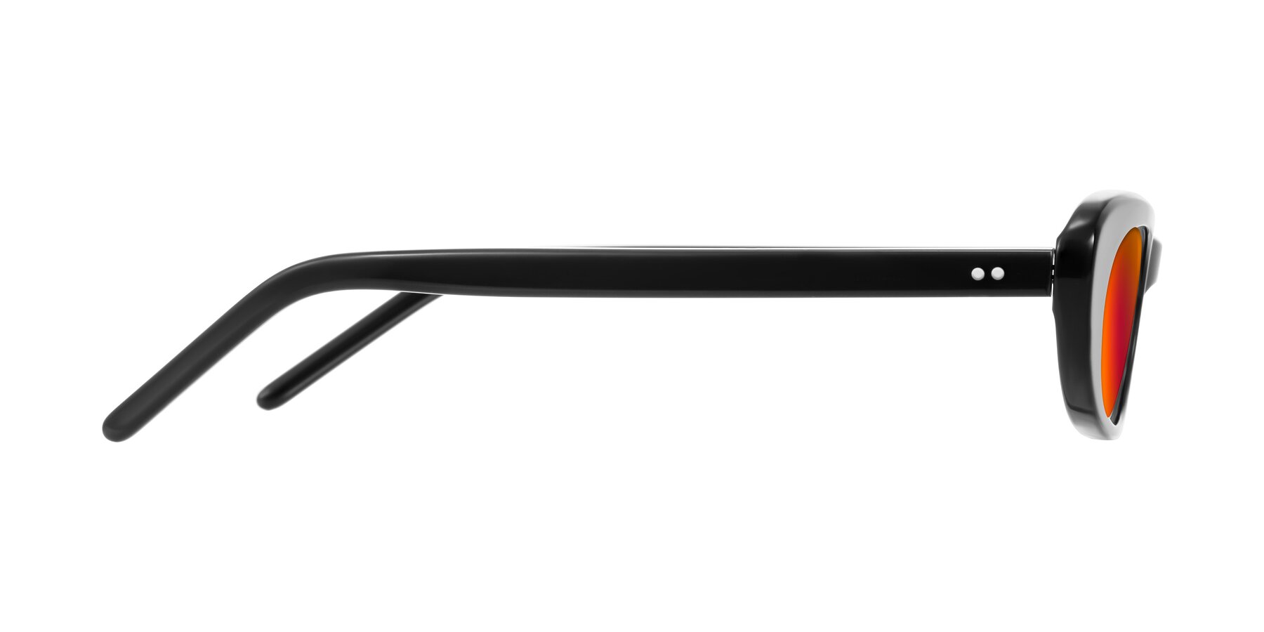 Side of Enzio in Black with Red Gold Mirrored Lenses