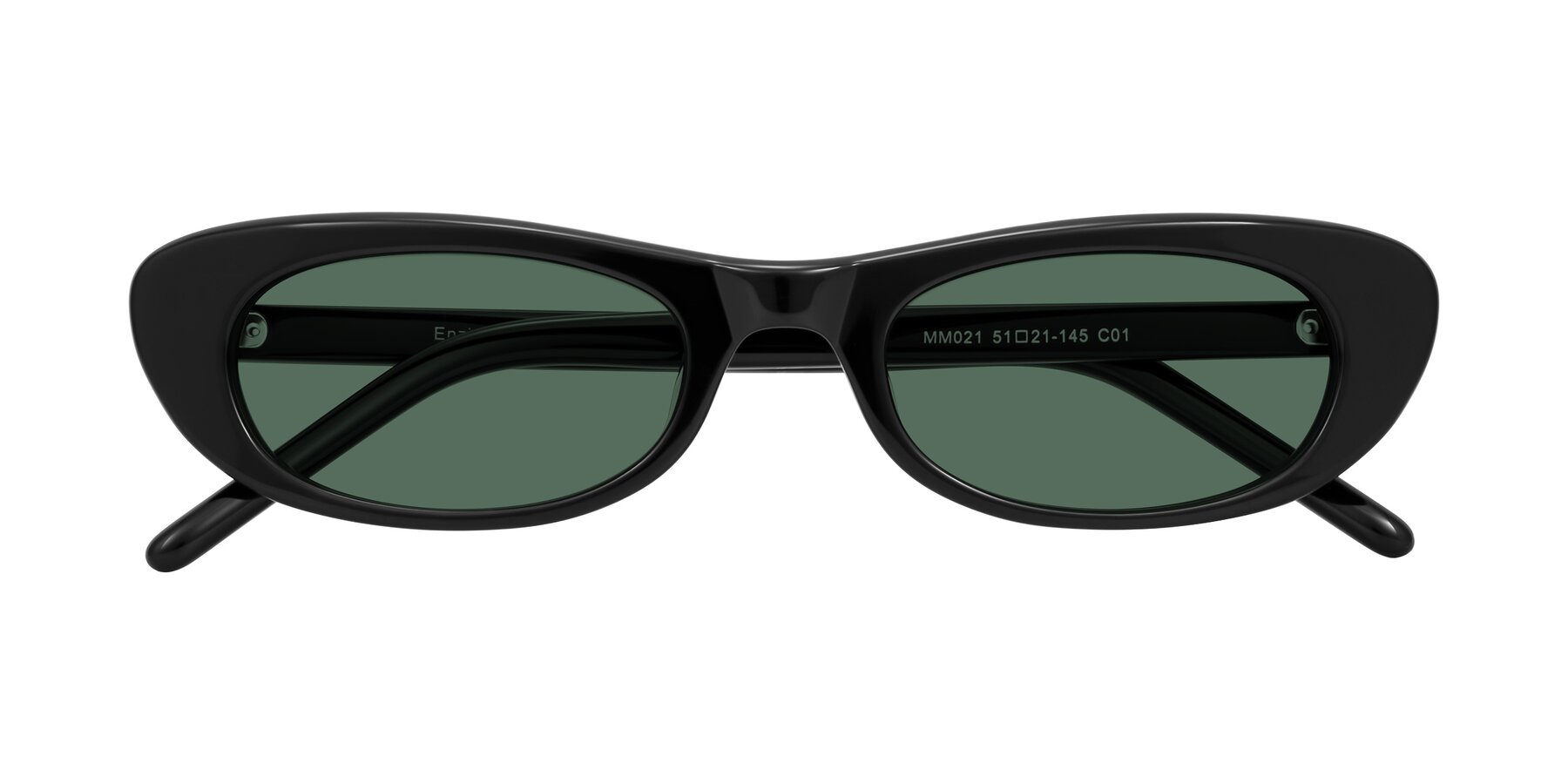 Folded Front of Enzio in Black with Green Polarized Lenses