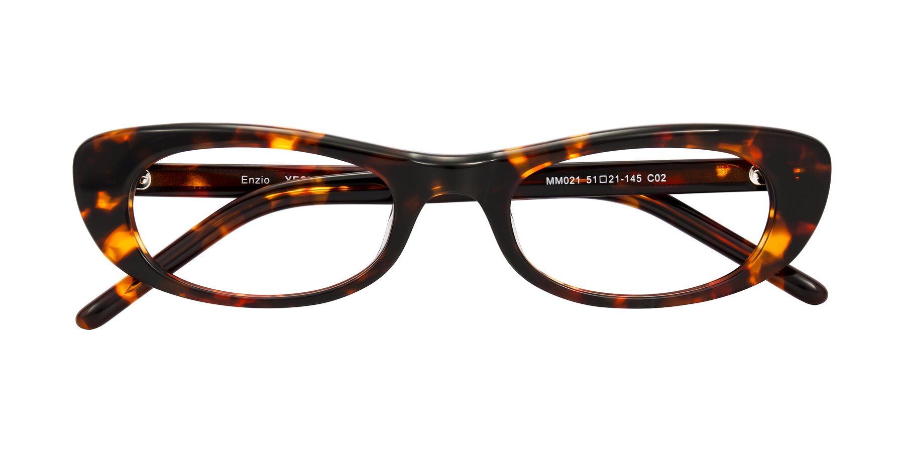Folded Front of Enzio in Tortoise with Clear Eyeglass Lenses