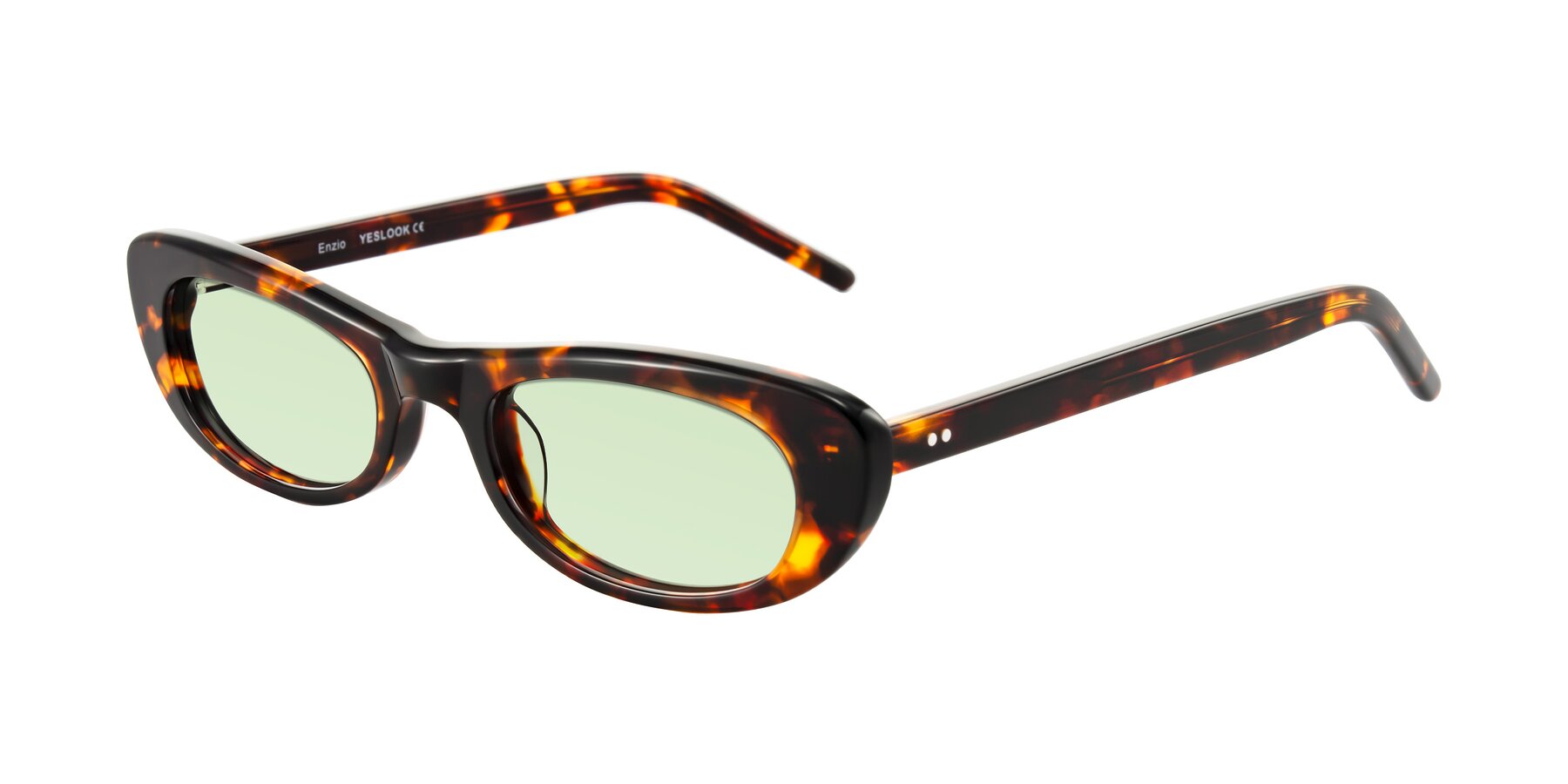 Angle of Enzio in Tortoise with Light Green Tinted Lenses