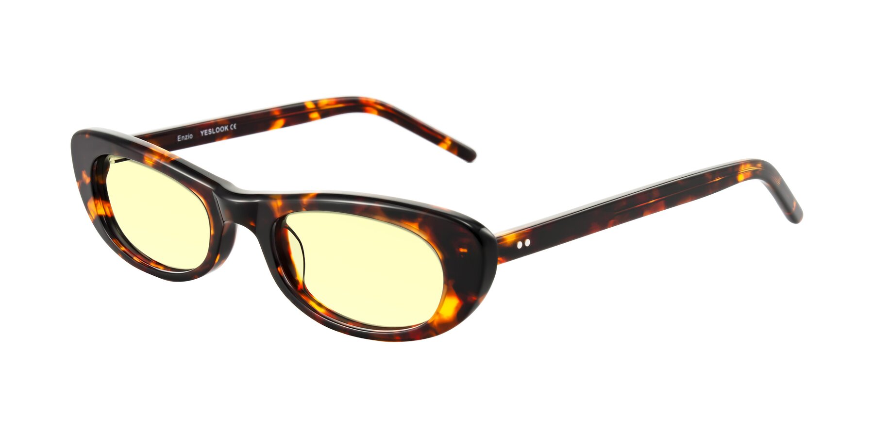 Angle of Enzio in Tortoise with Light Yellow Tinted Lenses