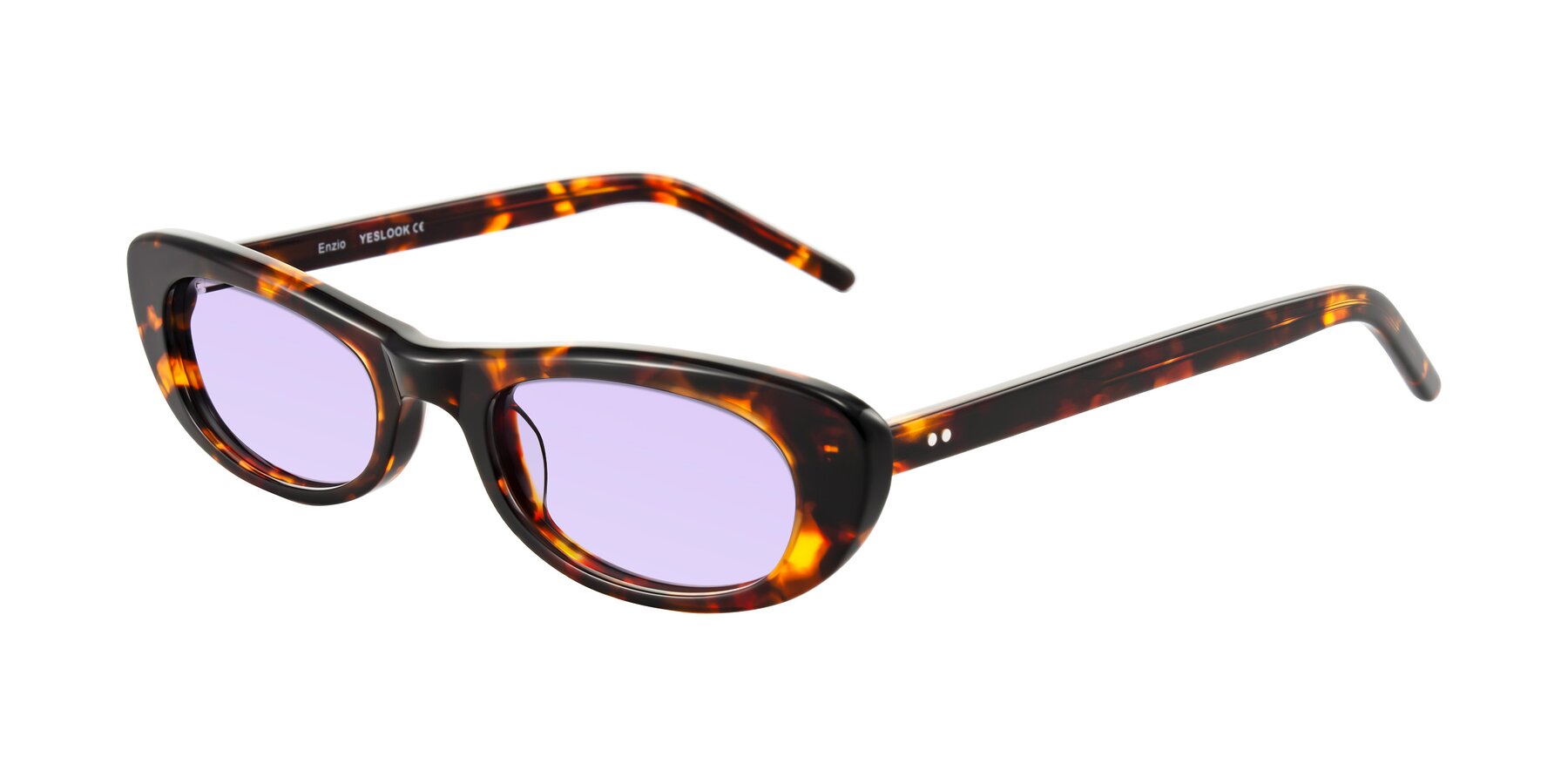 Angle of Enzio in Tortoise with Light Purple Tinted Lenses