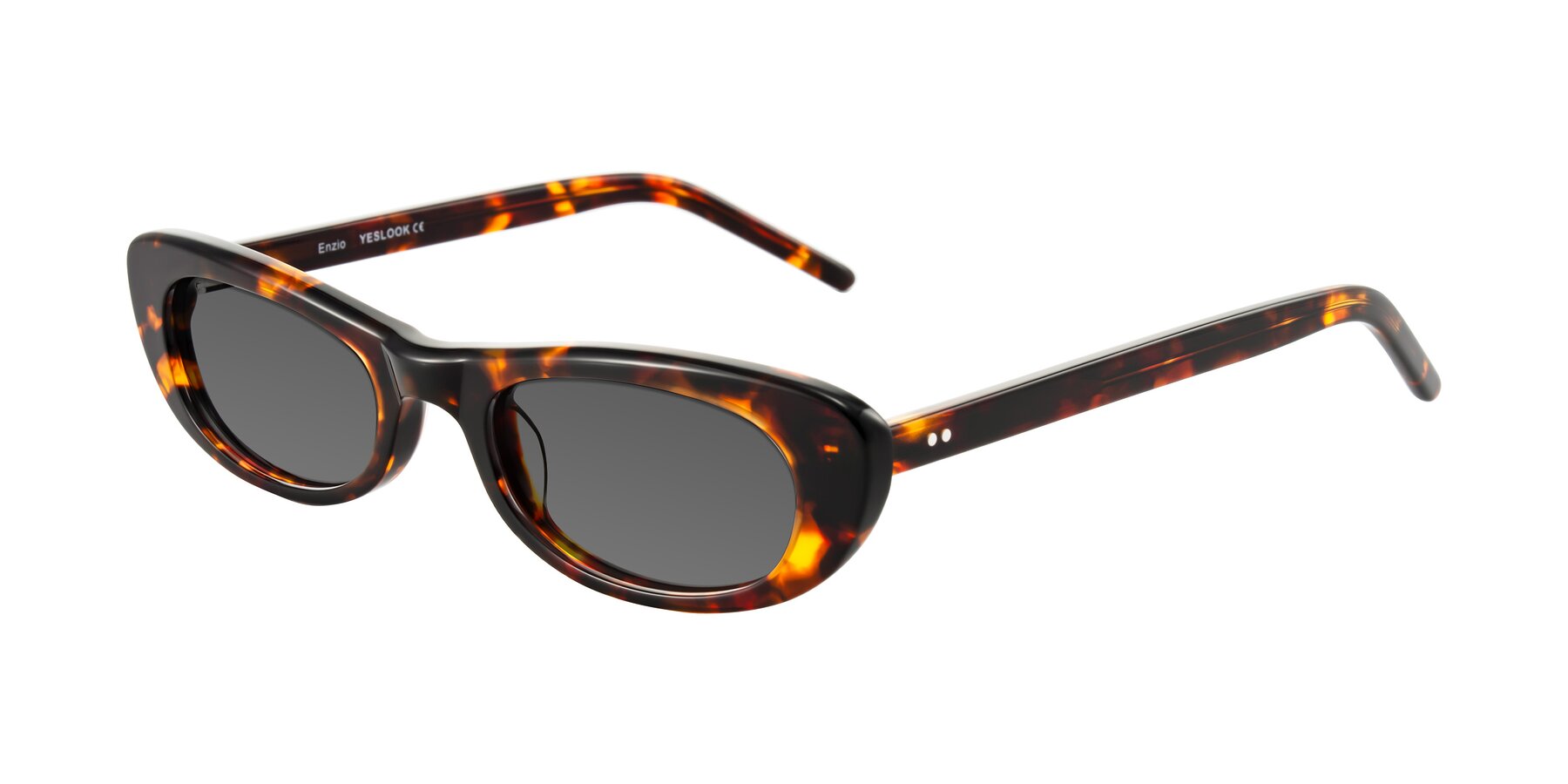 Angle of Enzio in Tortoise with Medium Gray Tinted Lenses