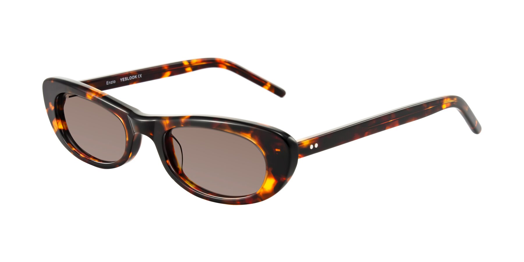 Angle of Enzio in Tortoise with Medium Brown Tinted Lenses