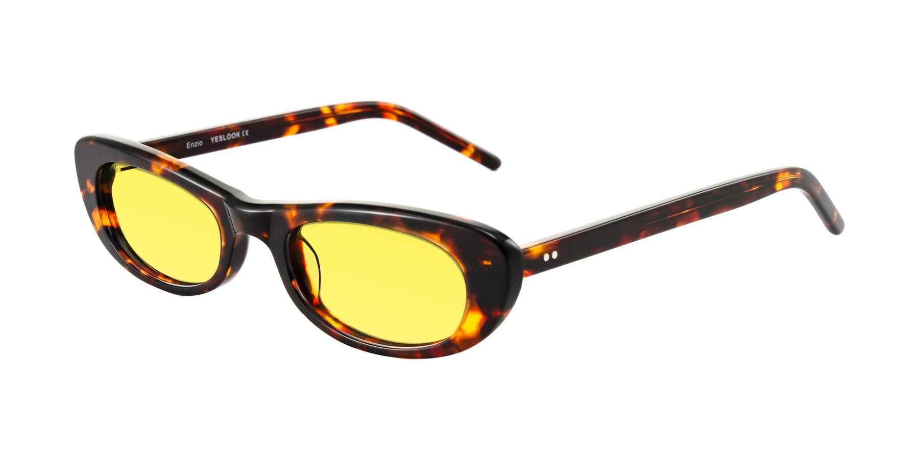 Angle of Enzio in Tortoise with Medium Yellow Tinted Lenses