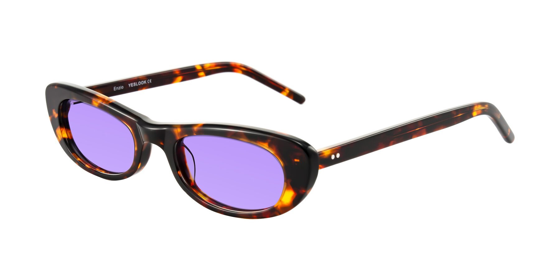 Angle of Enzio in Tortoise with Medium Purple Tinted Lenses