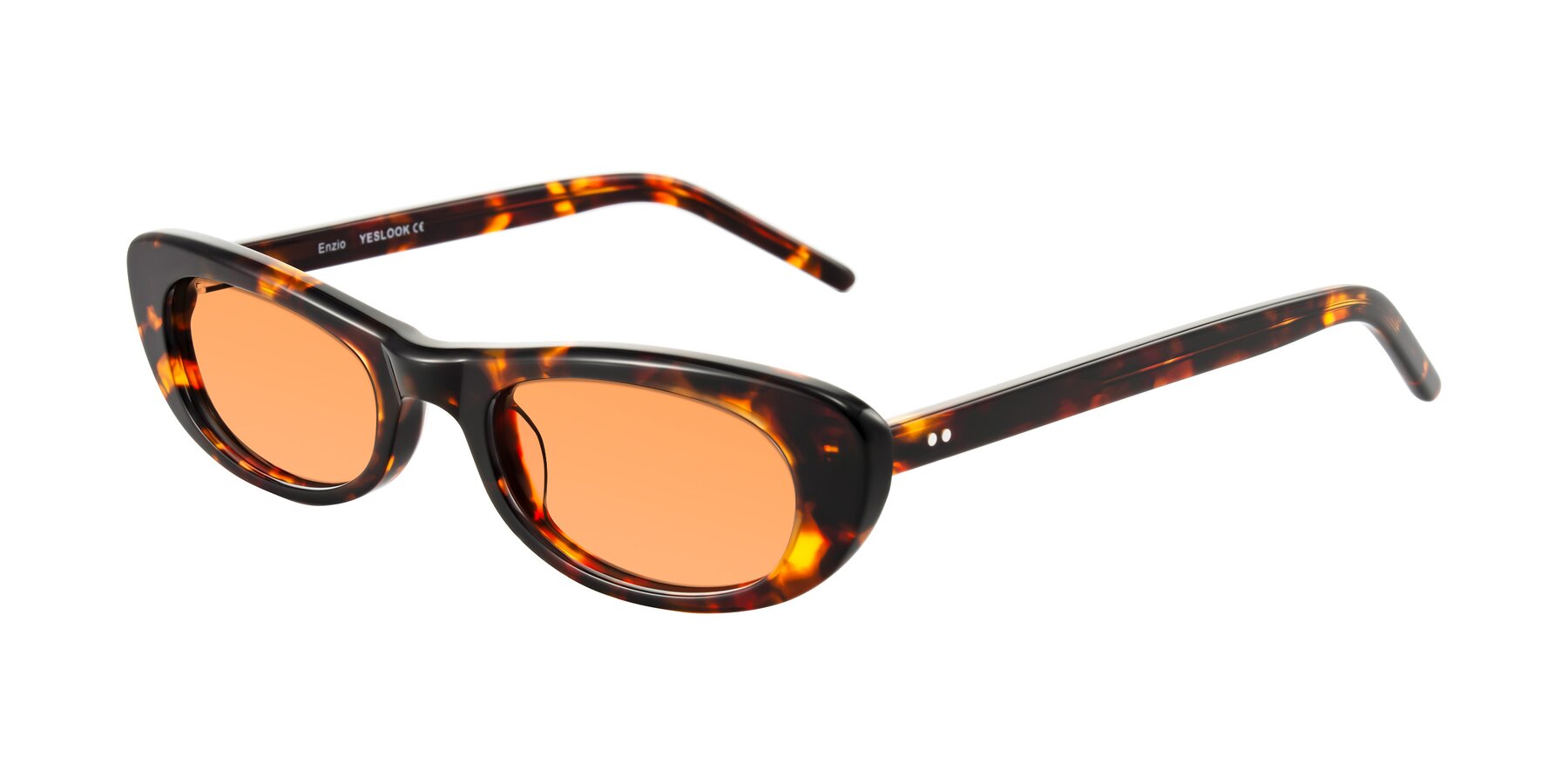 Angle of Enzio in Tortoise with Medium Orange Tinted Lenses