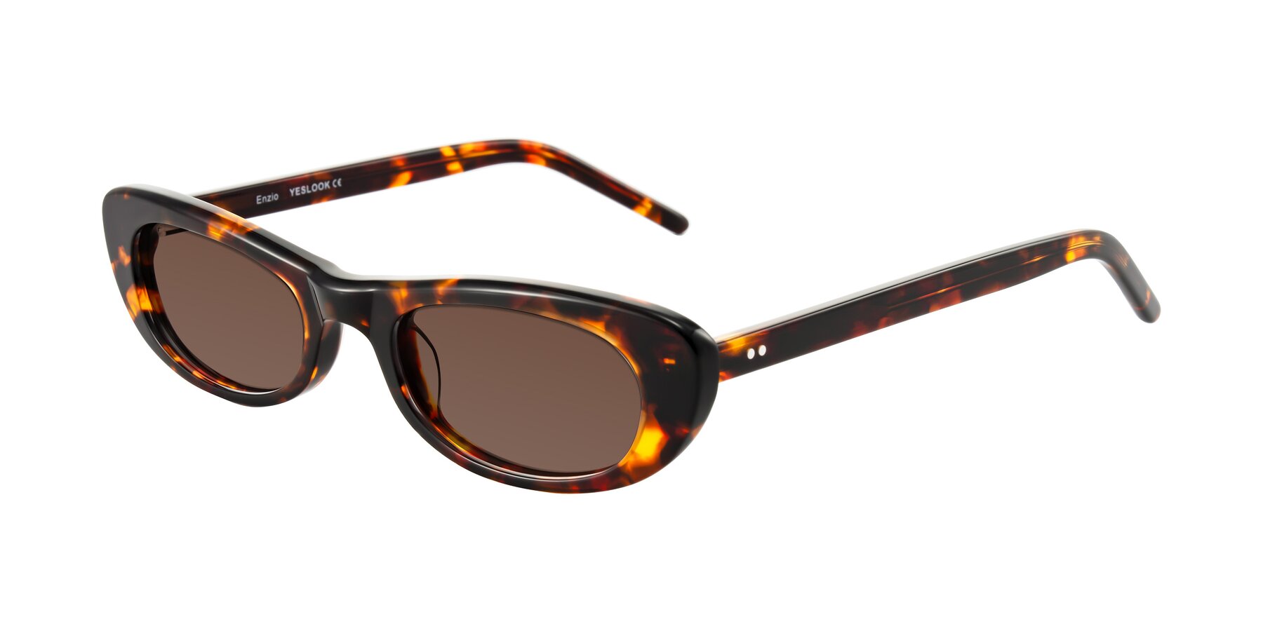 Angle of Enzio in Tortoise with Brown Tinted Lenses