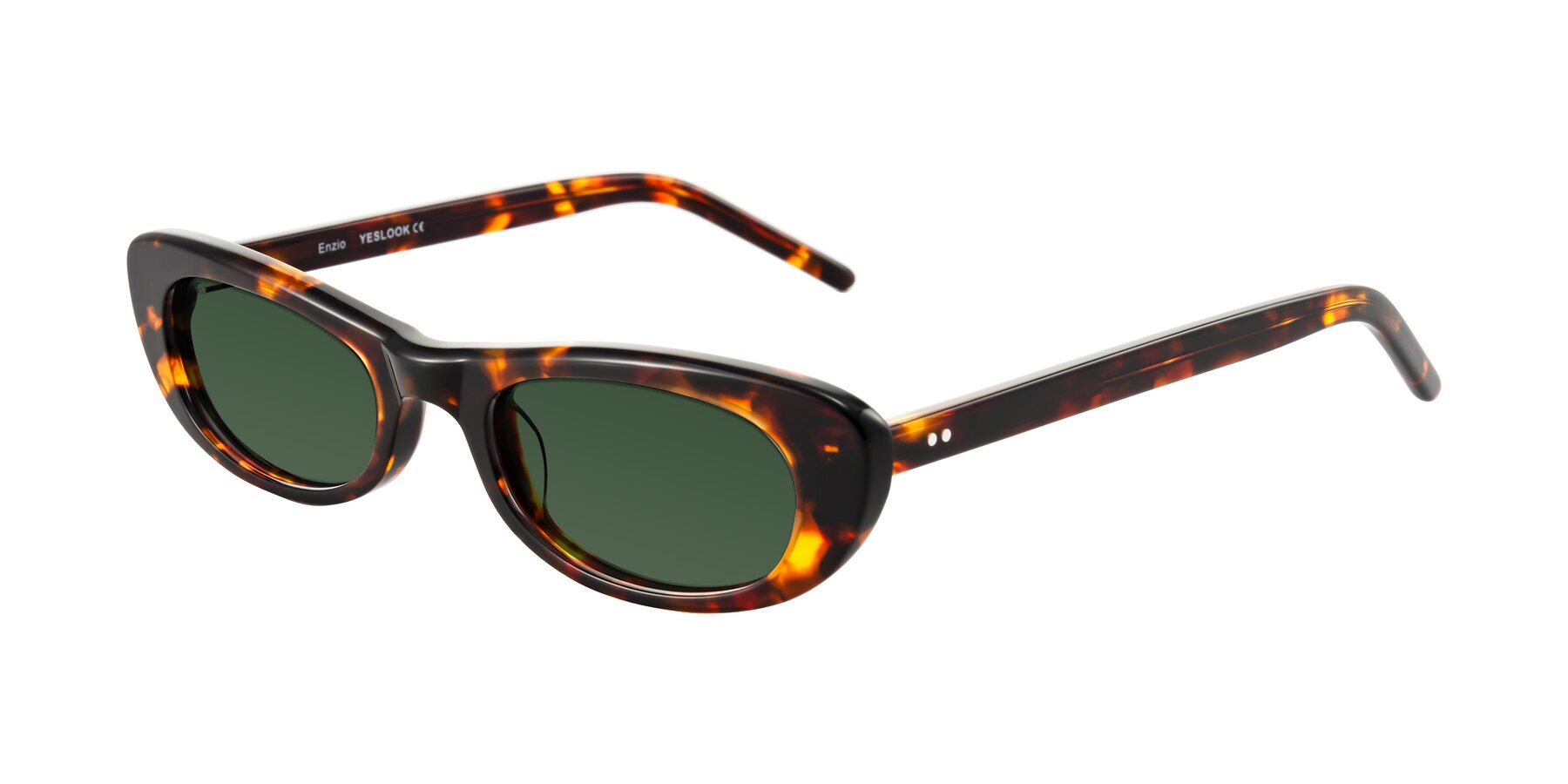 Angle of Enzio in Tortoise with Green Tinted Lenses