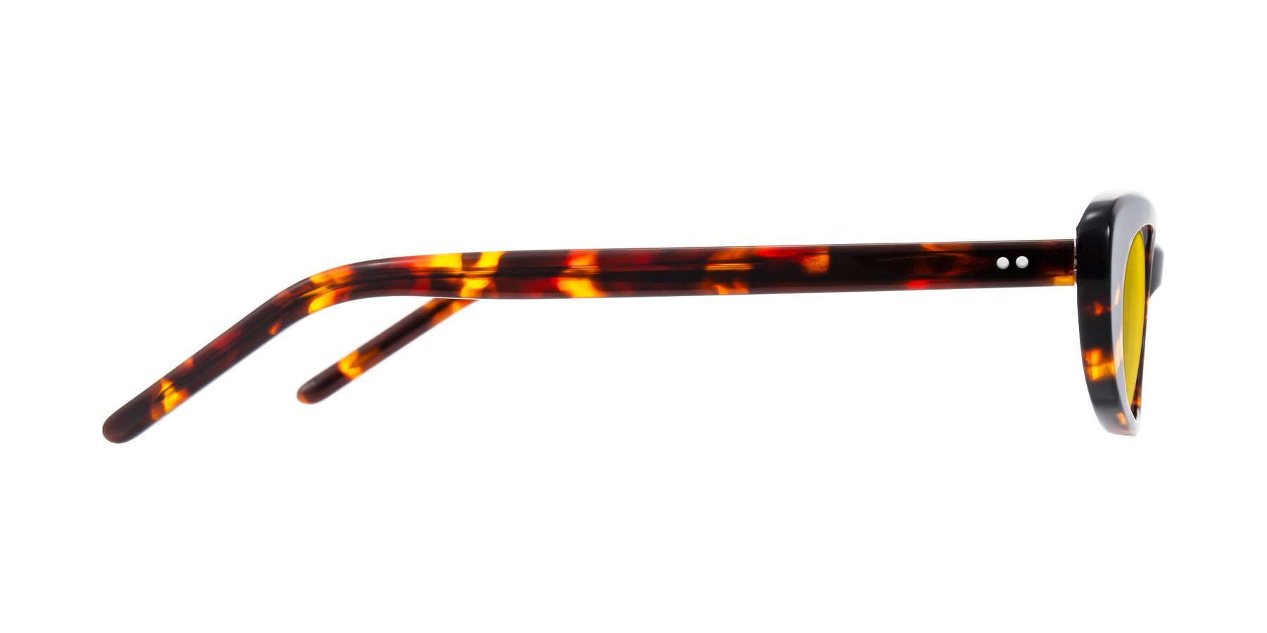 Side of Enzio in Tortoise with Yellow Tinted Lenses