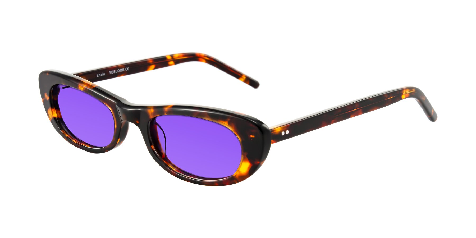 Angle of Enzio in Tortoise with Purple Tinted Lenses