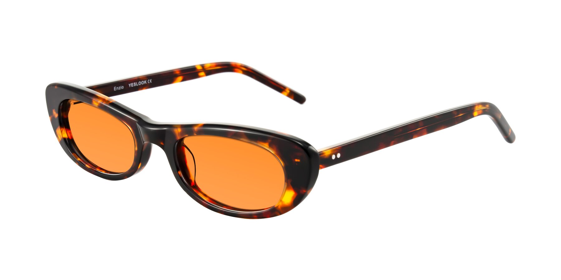 Angle of Enzio in Tortoise with Orange Tinted Lenses