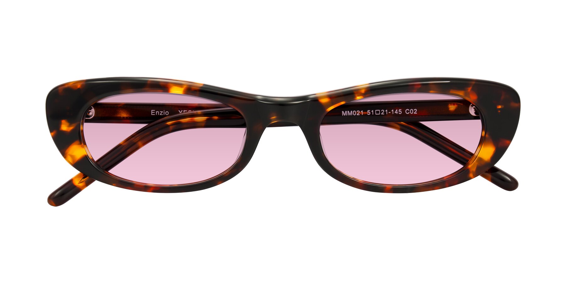 Folded Front of Enzio in Tortoise with Light Wine Tinted Lenses