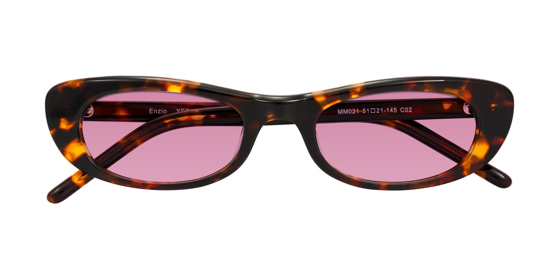 Folded Front of Enzio in Tortoise with Medium Wine Tinted Lenses