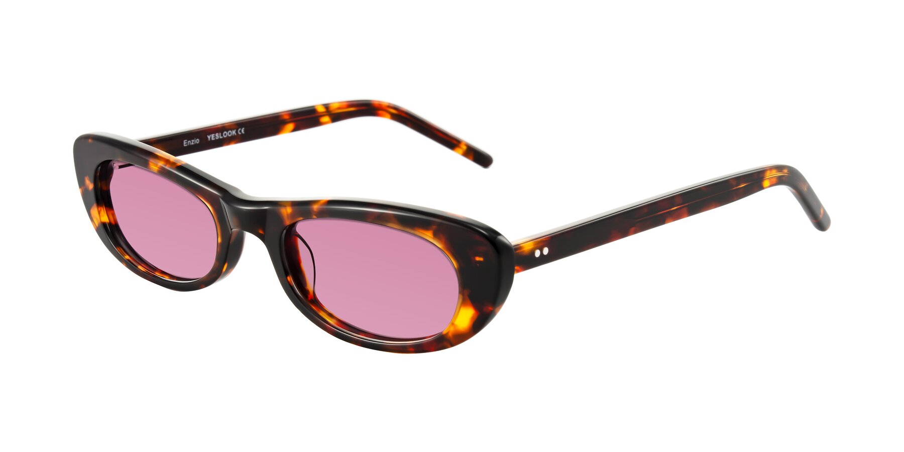Angle of Enzio in Tortoise with Medium Wine Tinted Lenses