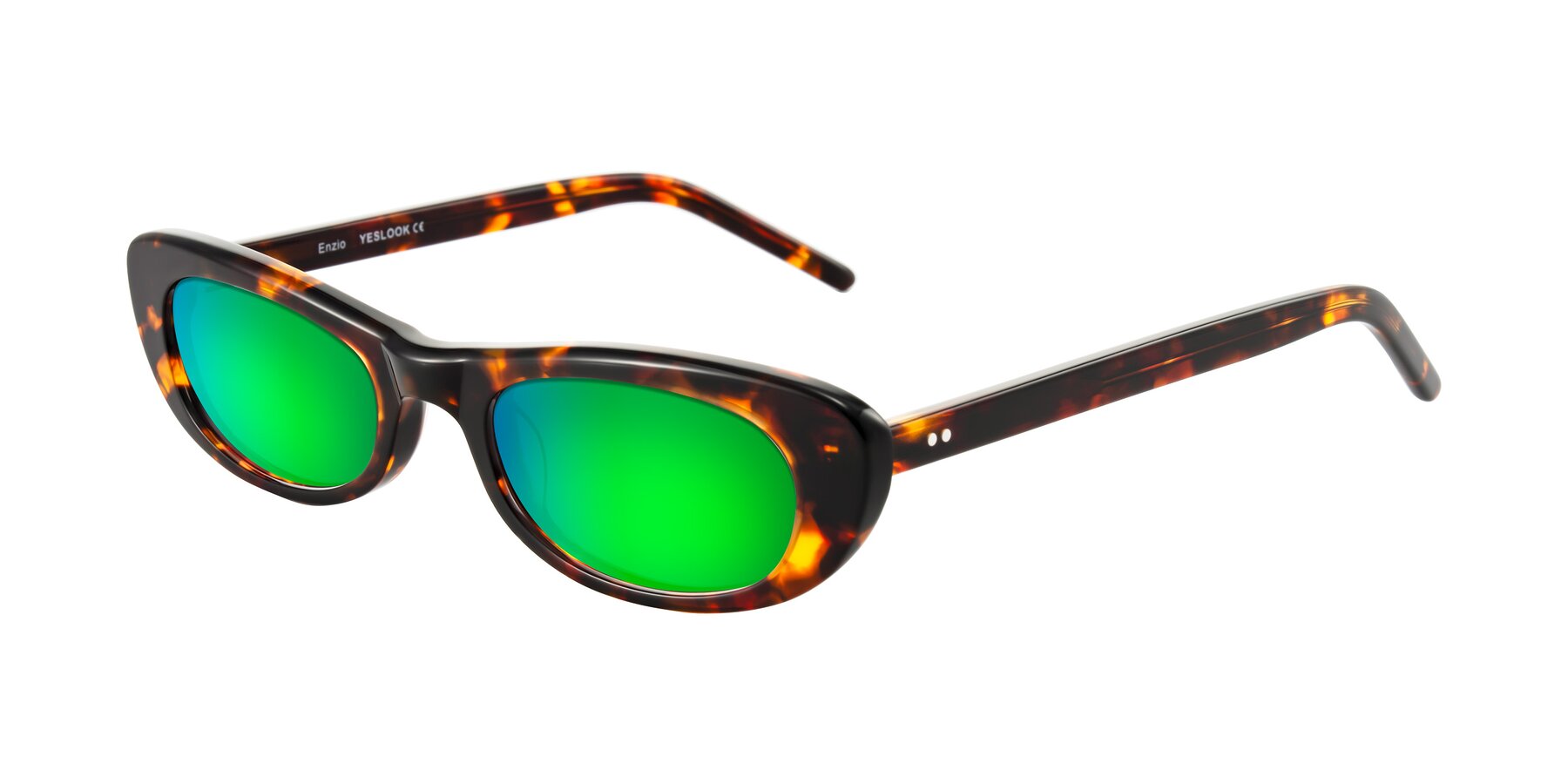 Angle of Enzio in Tortoise with Green Mirrored Lenses