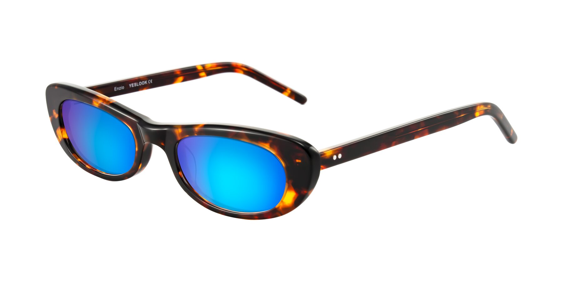 Angle of Enzio in Tortoise with Blue Mirrored Lenses