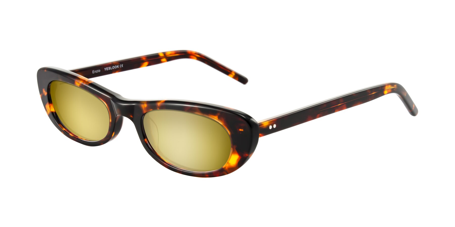 Angle of Enzio in Tortoise with Gold Mirrored Lenses