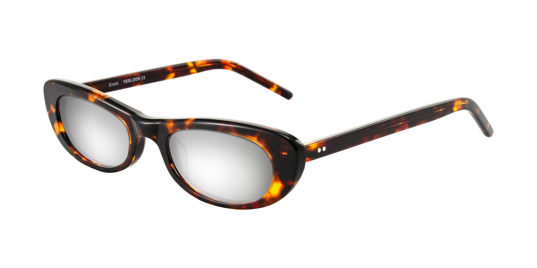 Angle of Enzio in Tortoise with Silver Mirrored Lenses