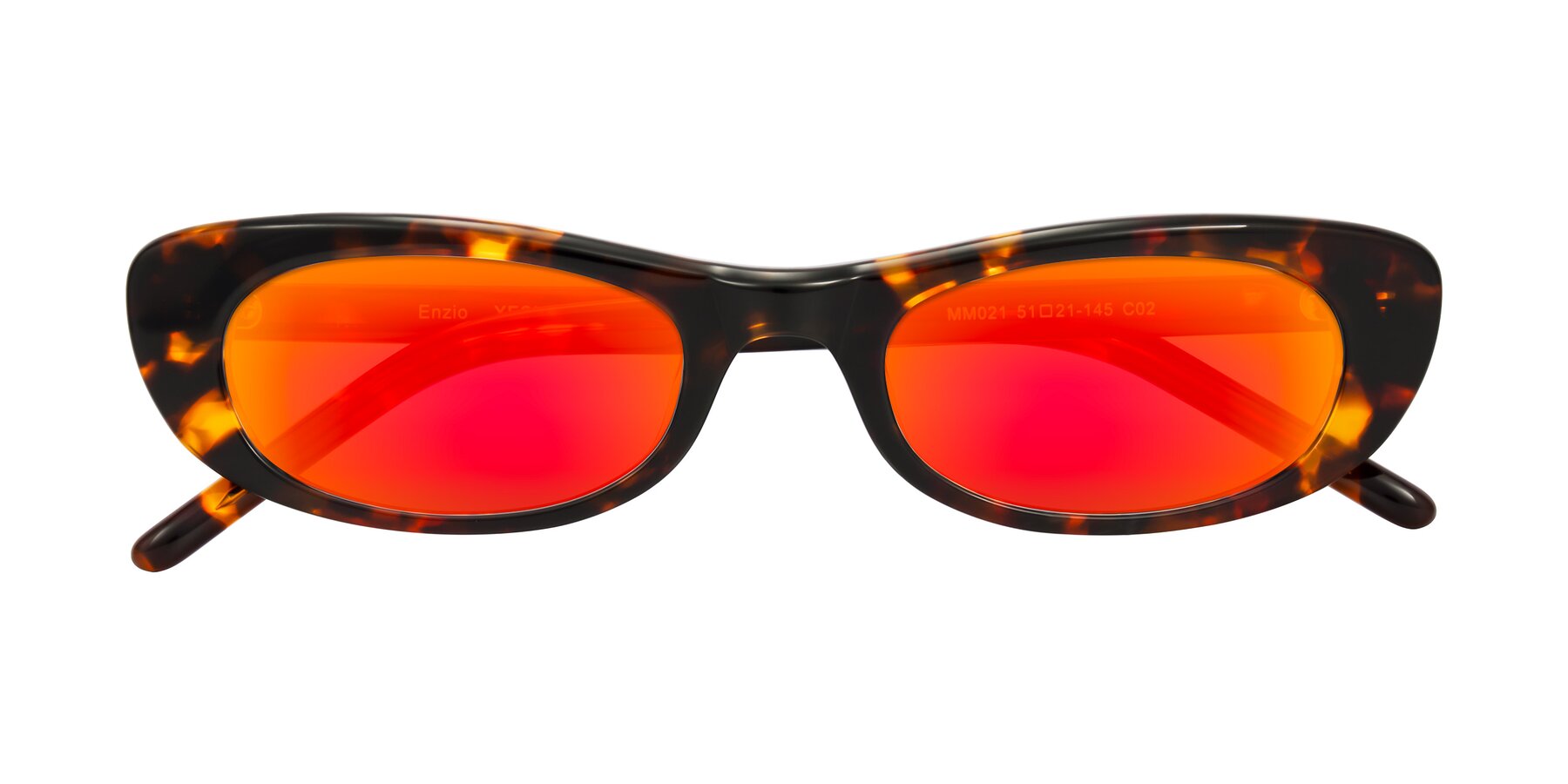 Folded Front of Enzio in Tortoise with Red Gold Mirrored Lenses
