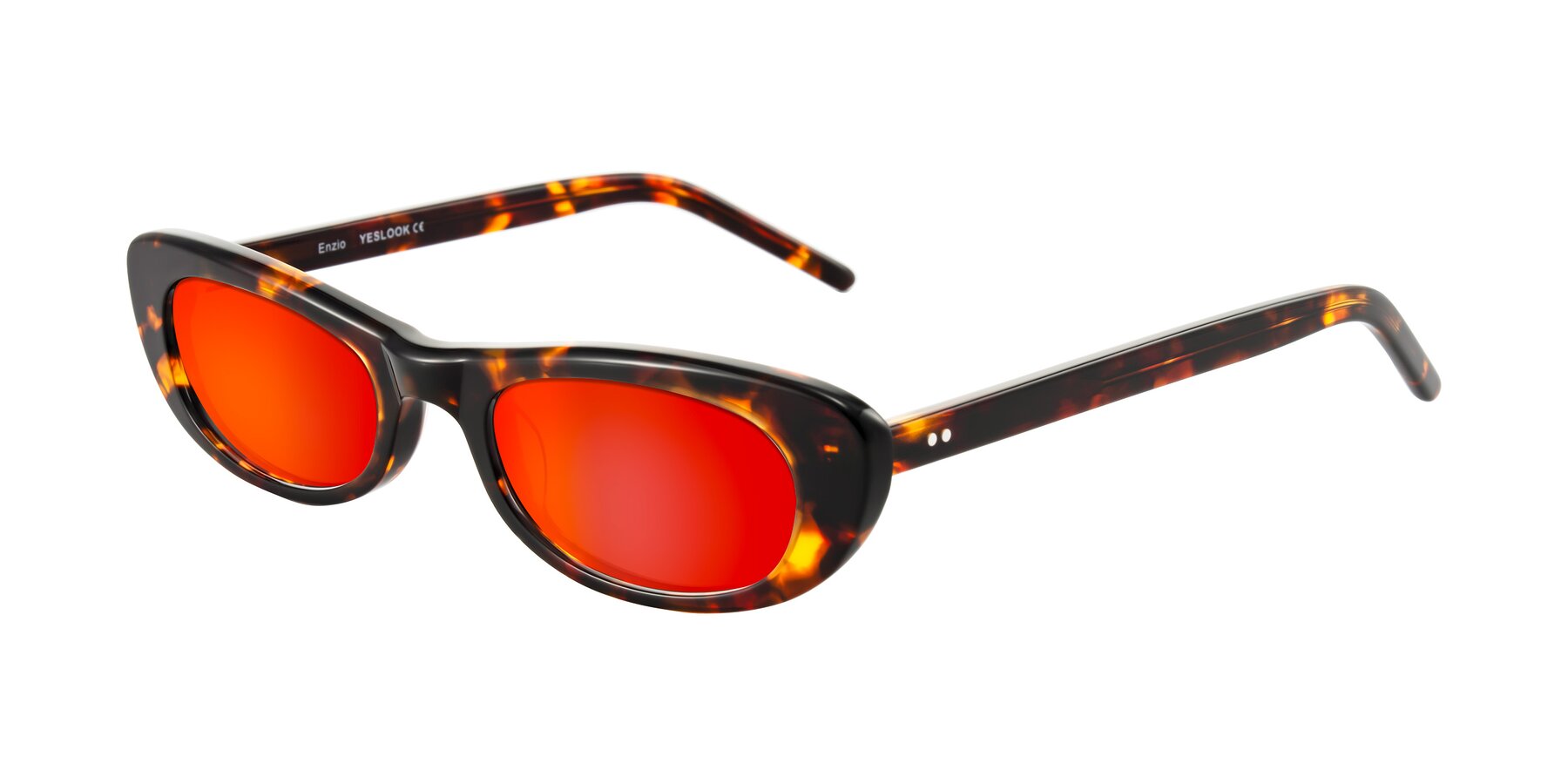 Angle of Enzio in Tortoise with Red Gold Mirrored Lenses