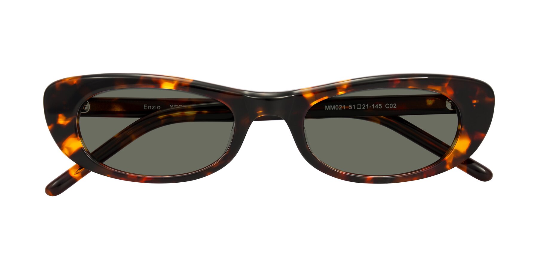 Folded Front of Enzio in Tortoise with Gray Polarized Lenses