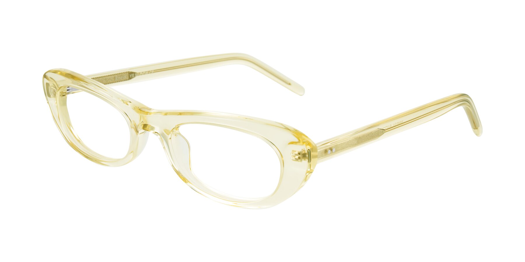 Angle of Enzio in Lime Crystal with Clear Eyeglass Lenses