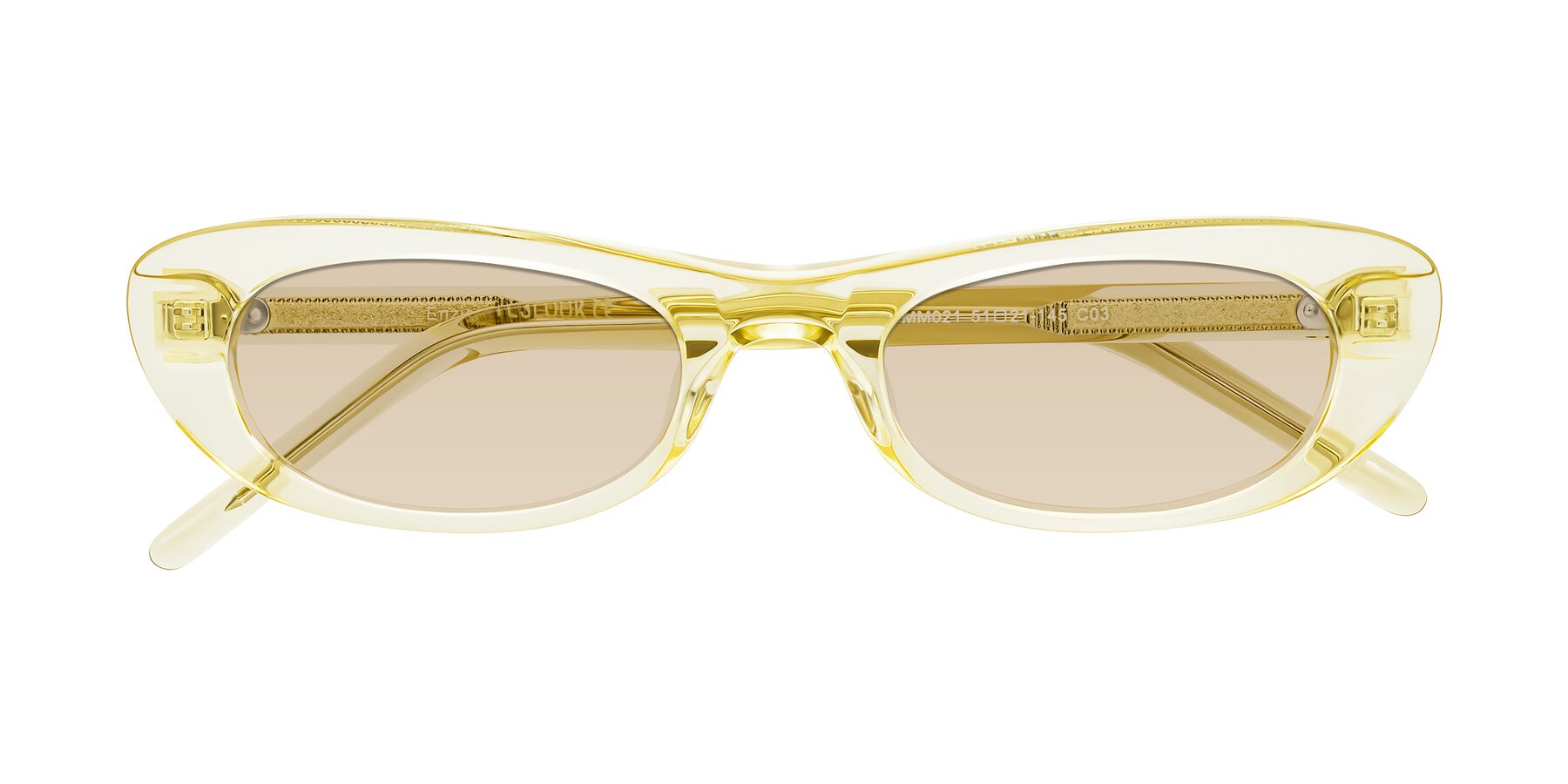 Folded Front of Enzio in Lime Crystal with Light Brown Tinted Lenses