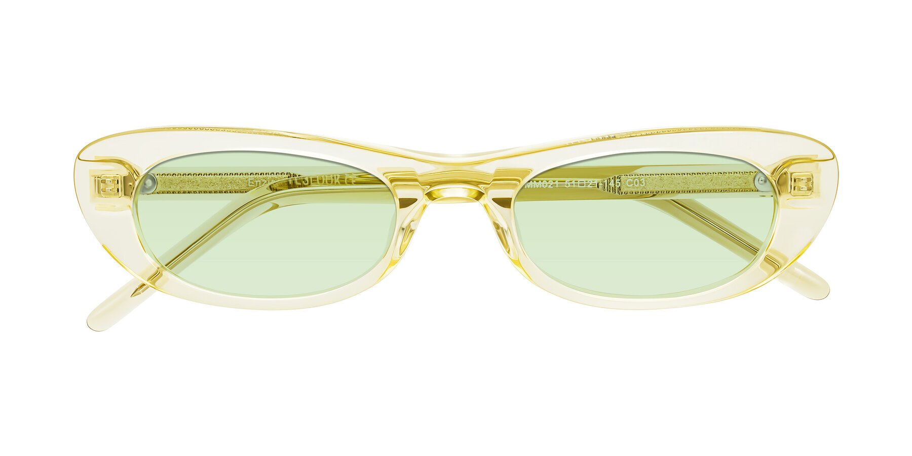 Folded Front of Enzio in Lime Crystal with Light Green Tinted Lenses