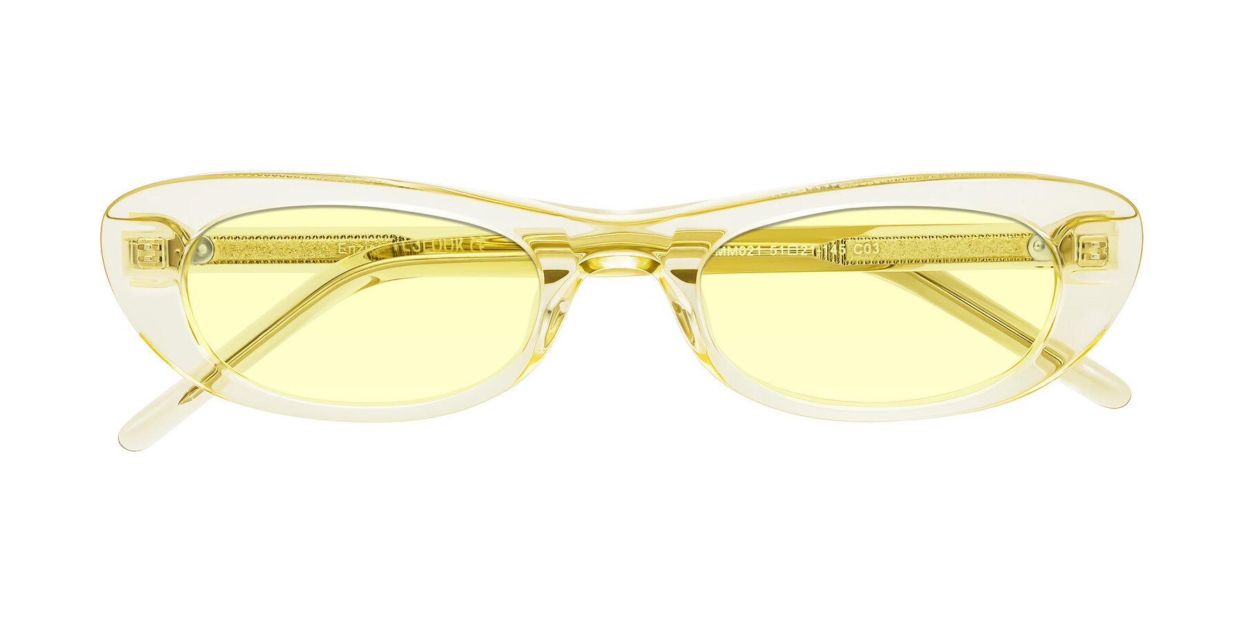 Folded Front of Enzio in Lime Crystal with Light Yellow Tinted Lenses