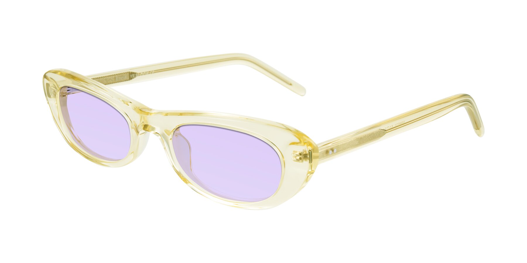 Angle of Enzio in Lime Crystal with Light Purple Tinted Lenses
