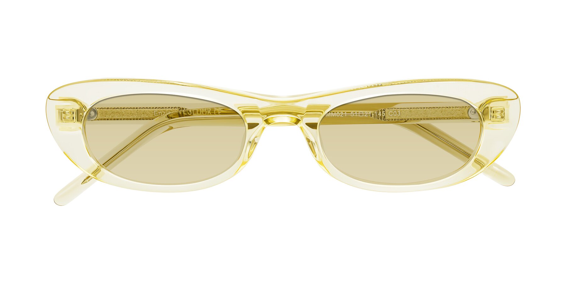 Folded Front of Enzio in Lime Crystal with Light Champagne Tinted Lenses