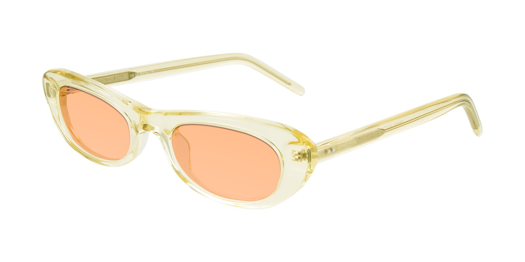 Angle of Enzio in Lime Crystal with Light Orange Tinted Lenses