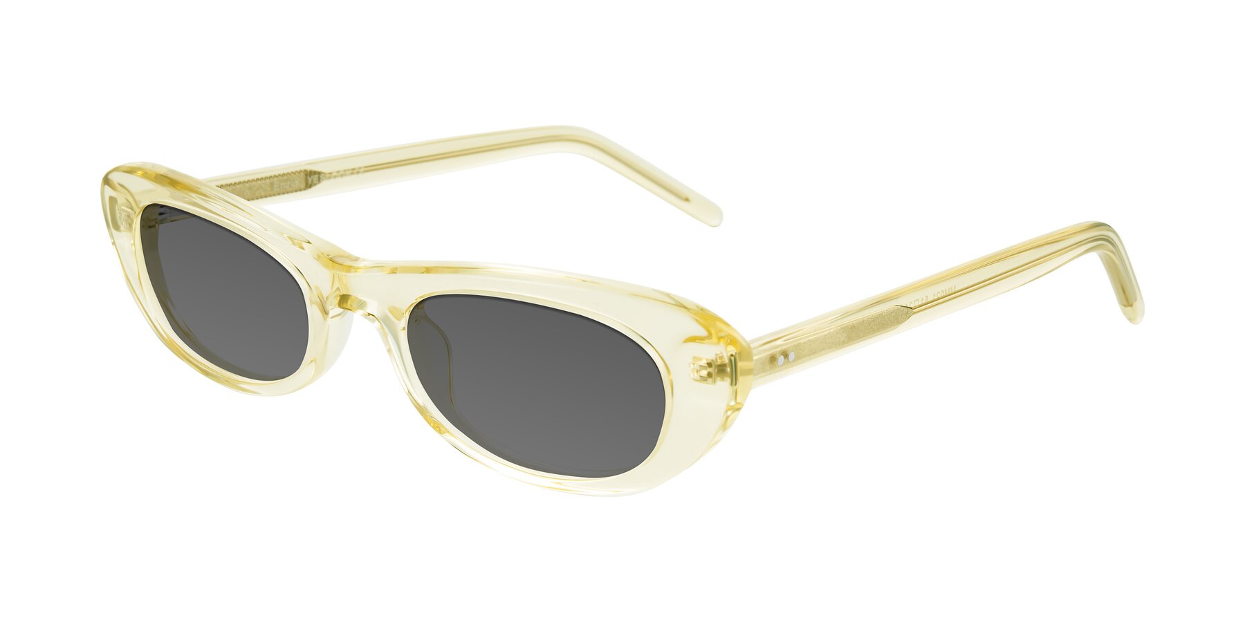 Angle of Enzio in Lime Crystal with Medium Gray Tinted Lenses