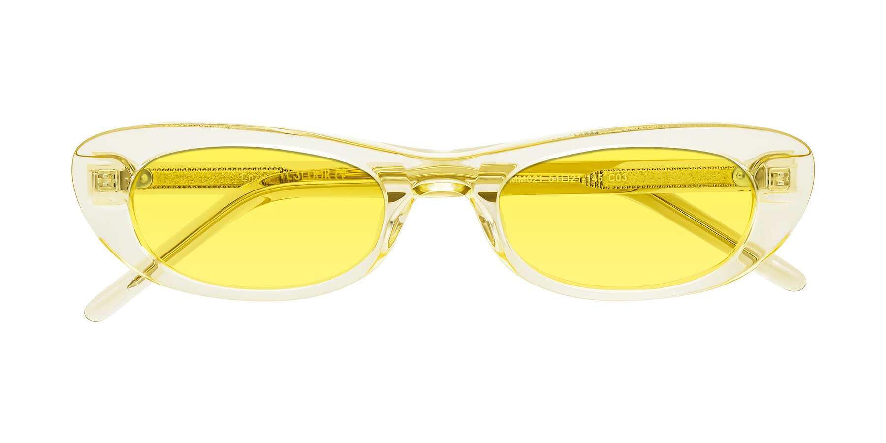 Folded Front of Enzio in Lime Crystal with Medium Yellow Tinted Lenses