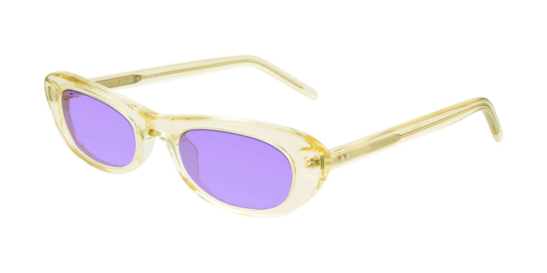 Angle of Enzio in Lime Crystal with Medium Purple Tinted Lenses